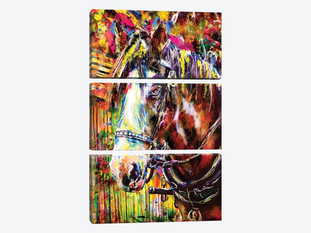 Color Horse by Rockchromatic 3-piece Art Print