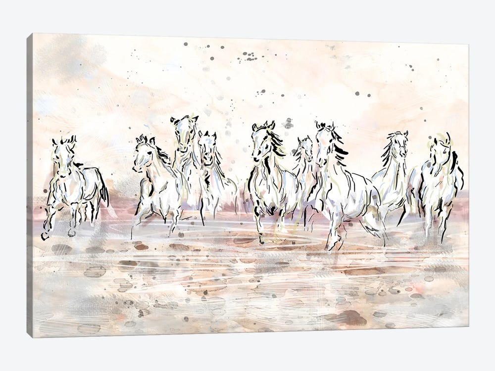 Wild Horses by Rockchromatic 1-piece Canvas Artwork