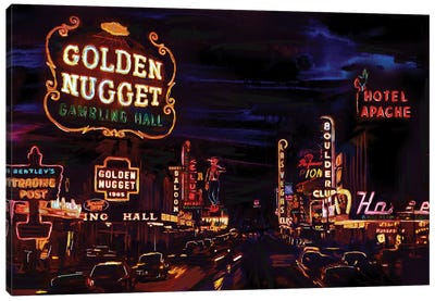 Vintage Vegas Canvas Art Print - Night Sky Art