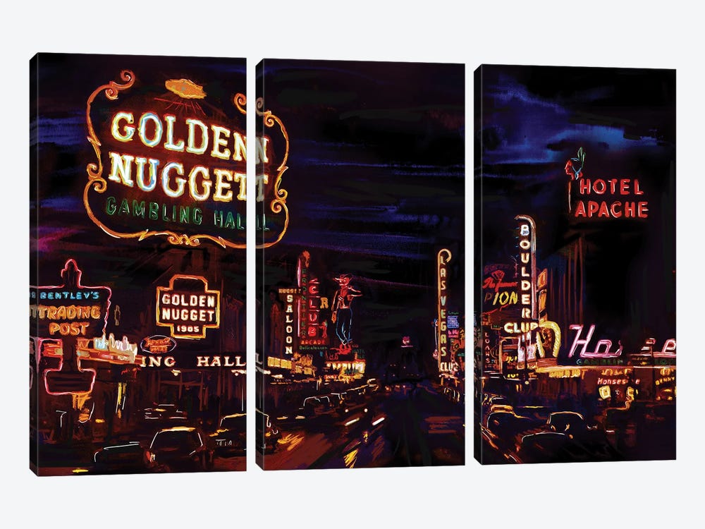 Vintage Vegas by Rockchromatic 3-piece Canvas Art Print