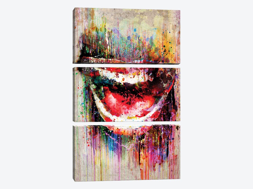 Lips Mouth Smile by Rockchromatic 3-piece Canvas Art