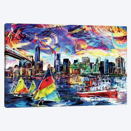 New York City Skyline Canvas Print #RCM268} by Rockchromatic Canvas Art