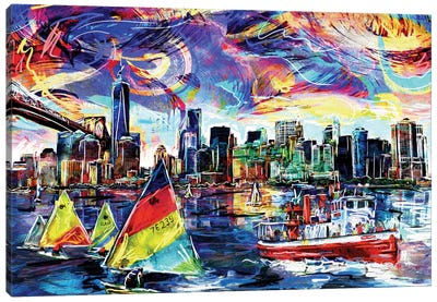 New York City Skyline Canvas Art Print - Rockchromatic