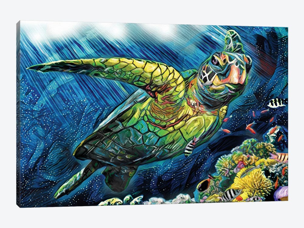Sea Turtle by Rockchromatic 1-piece Canvas Print