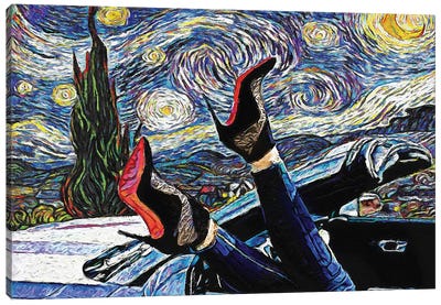 Starry Night Stilettos Canvas Art Print - Christian Louboutin Art