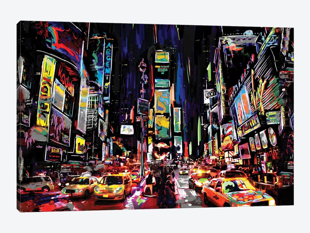 Times Square by Rockchromatic 1-piece Canvas Wall Art