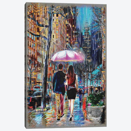 Umbrella Couple NYC Canvas Print #RCM276} by Rockchromatic Canvas Artwork
