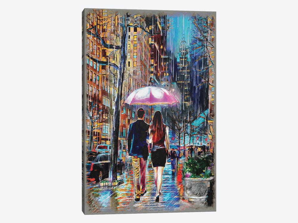 Umbrella Couple NYC by Rockchromatic 1-piece Canvas Print