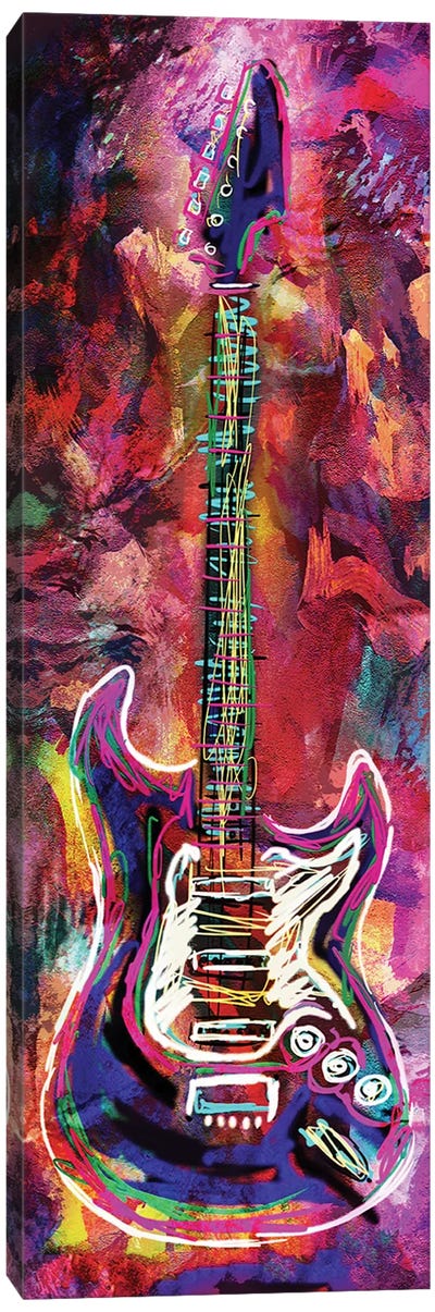 Electric Guitar Canvas Art Print - Large Colorful Accents