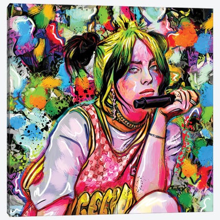 Billie Eilish - Bad Guy Canvas Print #RCM283} by Rockchromatic Canvas Wall Art