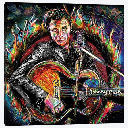 Johnny Cash - Ring Of Fire Canvas Print #RCM287} by Rockchromatic Canvas Print