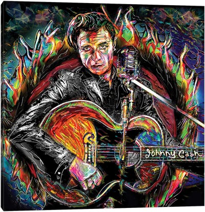 Johnny Cash - Ring Of Fire Canvas Art Print - Rockchromatic