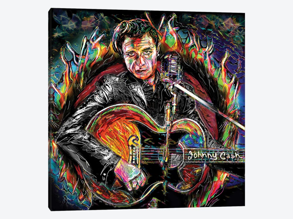 Johnny Cash - Ring Of Fire by Rockchromatic 1-piece Canvas Art Print