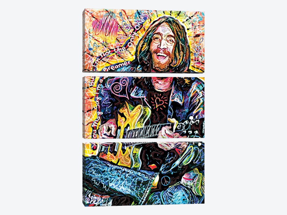 John Lennon - Dreamer by Rockchromatic 3-piece Canvas Wall Art