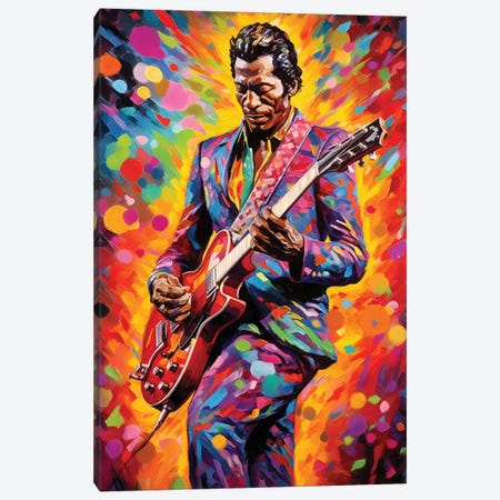 Chuck Berry - Johnny B. Goode Canvas Print #RCM293} by Rockchromatic Canvas Art Print