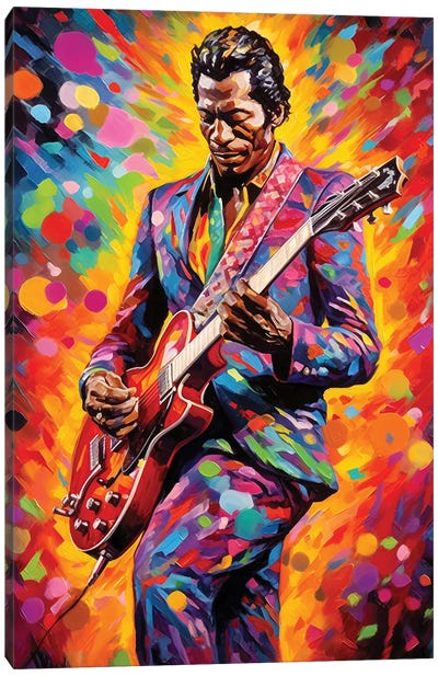 Chuck Berry - Johnny B. Goode Canvas Art Print - Rockchromatic