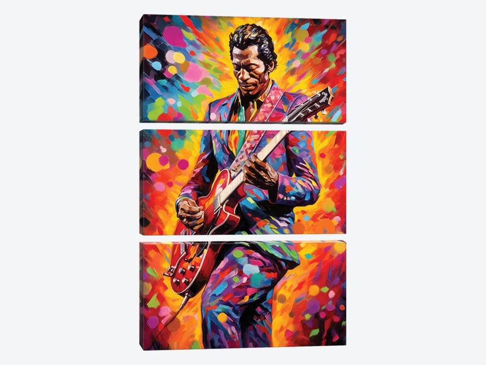 Chuck Berry - Johnny B. Goode by Rockchromatic 3-piece Canvas Art