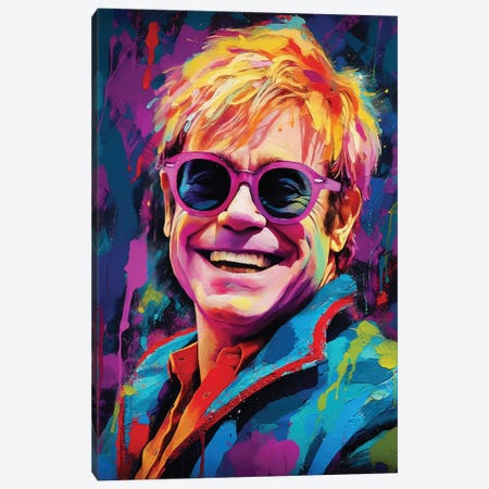 Elton John - Crocodile Rock Canvas Print #RCM295} by Rockchromatic Canvas Artwork