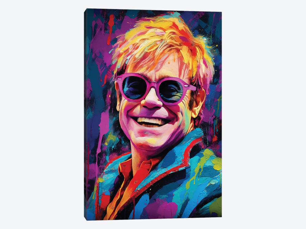 Elton John - Crocodile Rock by Rockchromatic 1-piece Canvas Art