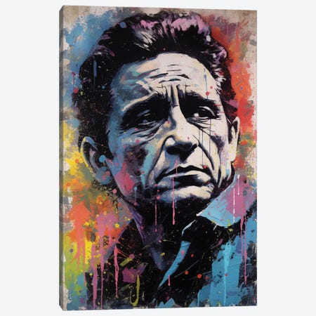 Johnny Cash - Folsom Prison Blues Canvas Print #RCM300} by Rockchromatic Canvas Art Print
