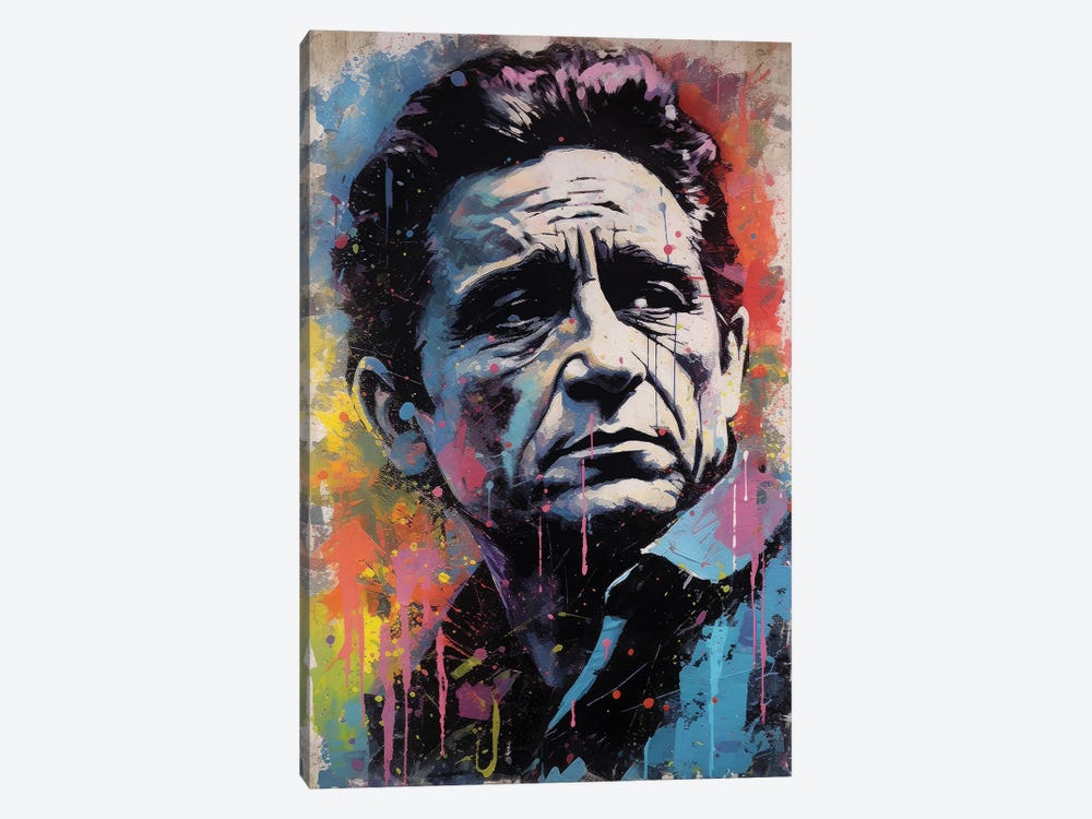 Johnny Cash - Folsom Prison Blues by Rockchromatic 1-piece Canvas Art Print