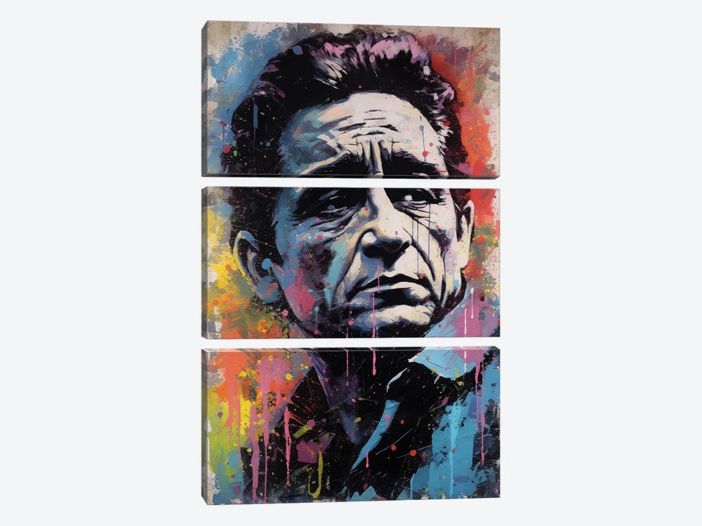 Johnny Cash - Folsom Prison Blues by Rockchromatic 3-piece Canvas Art Print