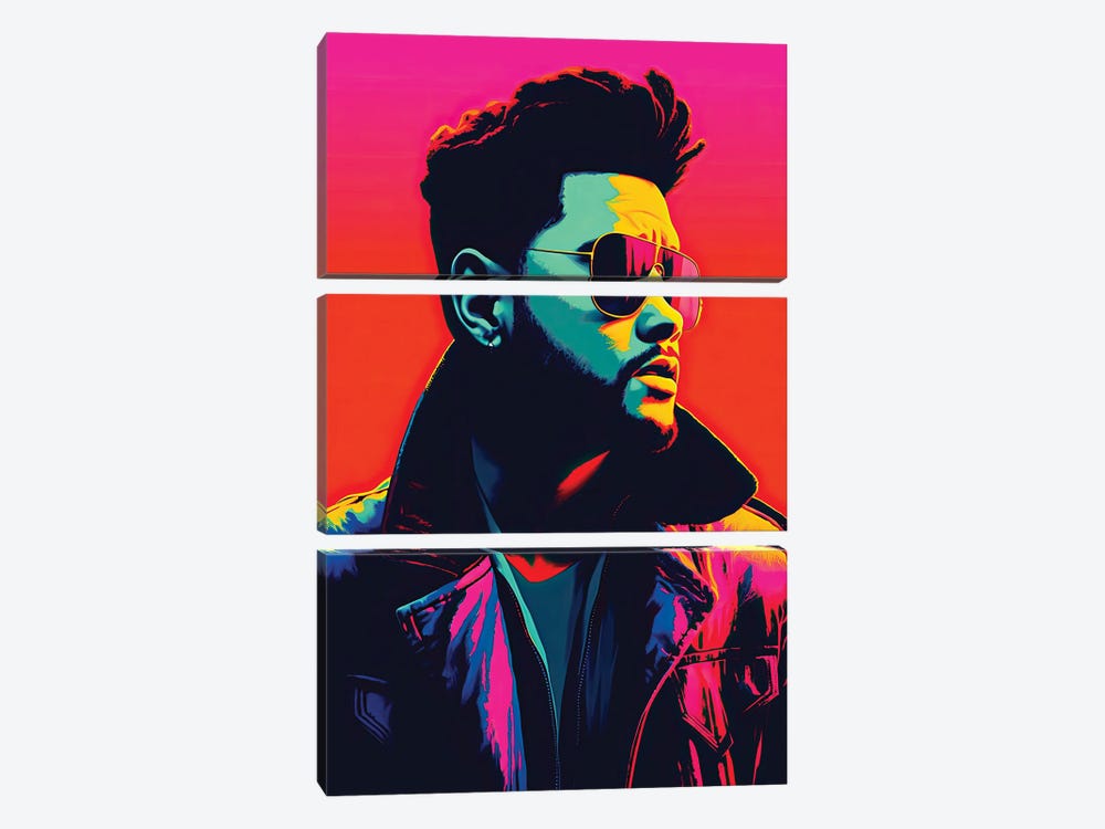 The Weeknd - Blinding Lights by Rockchromatic 3-piece Canvas Art Print