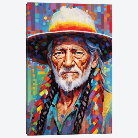 Willie Nelson - On The Road Again Canvas Print #RCM307} by Rockchromatic Canvas Art
