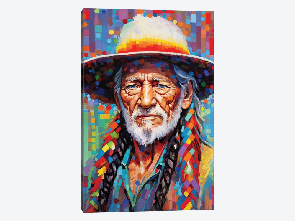 Willie Nelson - On The Road Again by Rockchromatic 1-piece Canvas Art