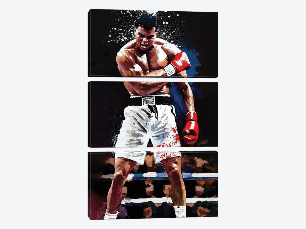 Muhammad Ali - Sting Like A Bee by Rockchromatic 3-piece Canvas Print