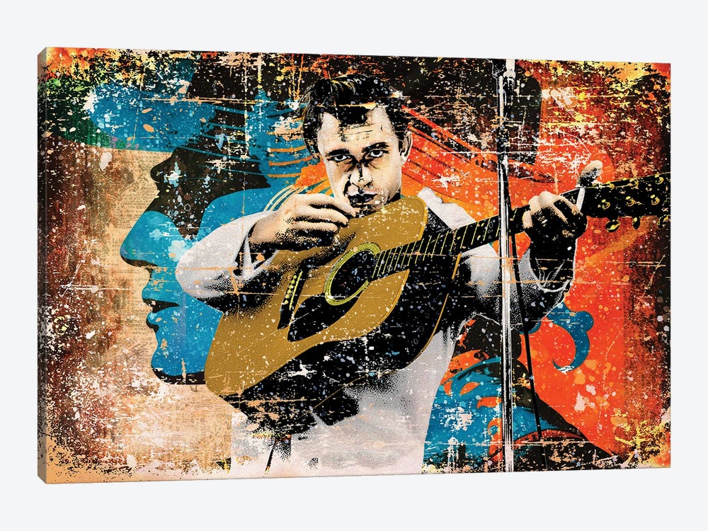 Johnny Cash - The Man Comes Around by Rockchromatic 1-piece Canvas Wall Art