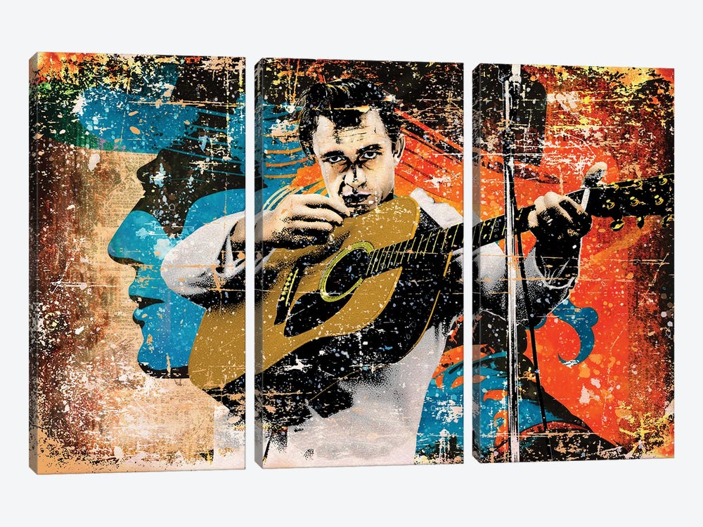 Johnny Cash - The Man Comes Around by Rockchromatic 3-piece Canvas Art