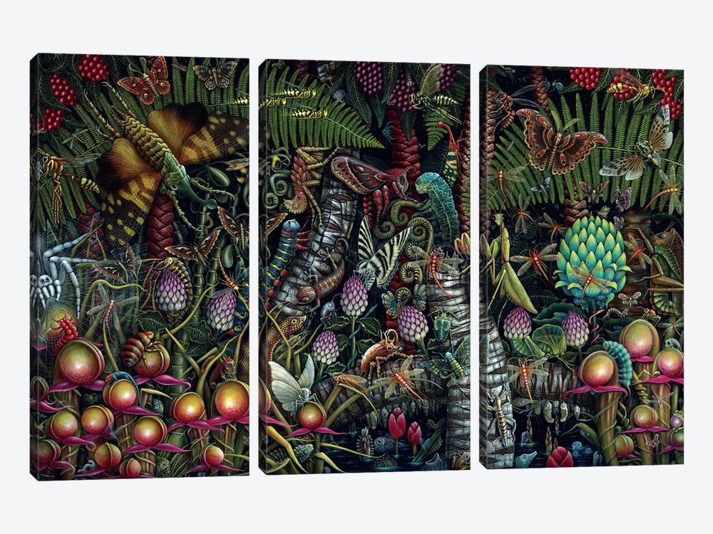 Microcosmic Garden by R.S. Connett 3-piece Canvas Print