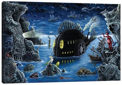The Night Trawler (Blue Version) Canvas Art Print - R.S. Connett