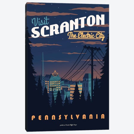 Scranton Travel Poster Canvas Print #RCS5} by Ross Coskrey Art Print