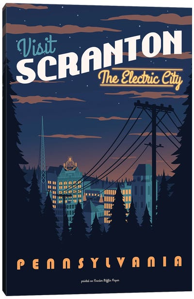 Scranton Travel Poster Canvas Art Print - Pennsylvania Art