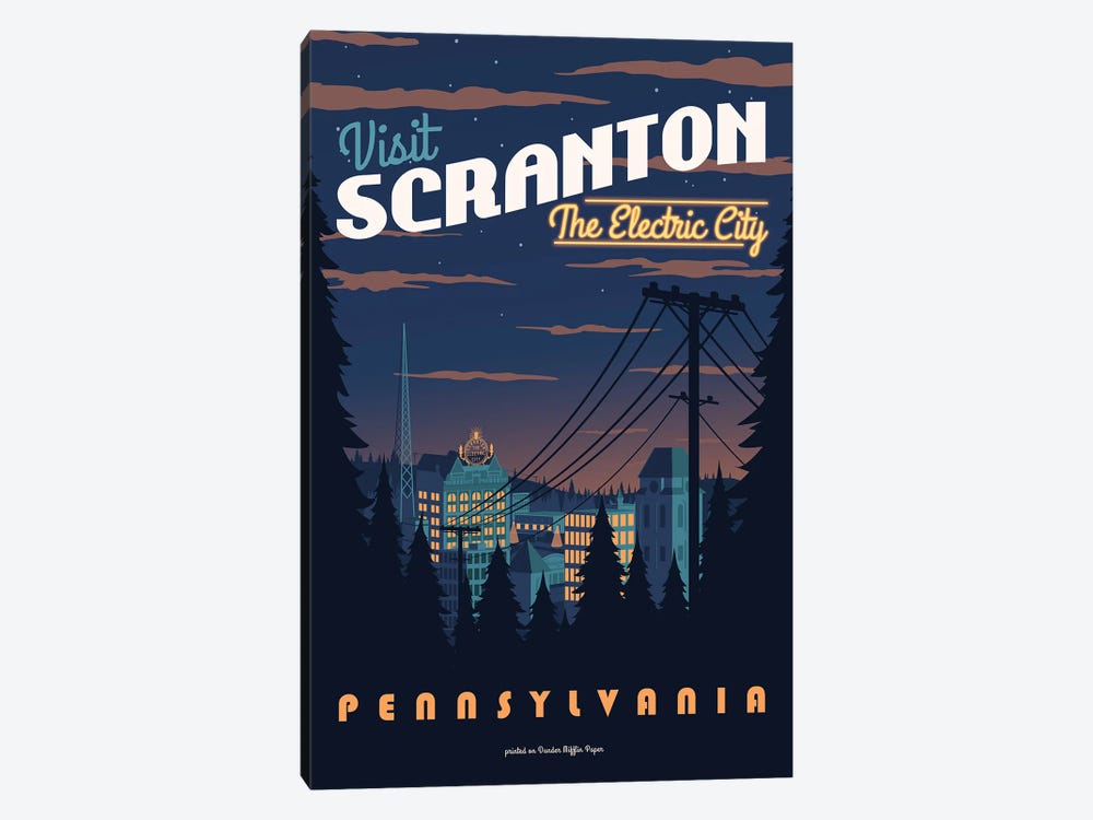 Scranton Travel Poster by Ross Coskrey 1-piece Canvas Art Print