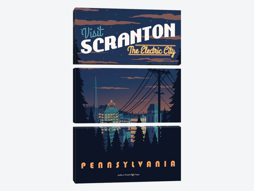 Scranton Travel Poster by Ross Coskrey 3-piece Canvas Print