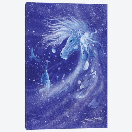 Blue Spirit Horse Canvas Print #RDB10} by Red Bird Smith Art Canvas Print