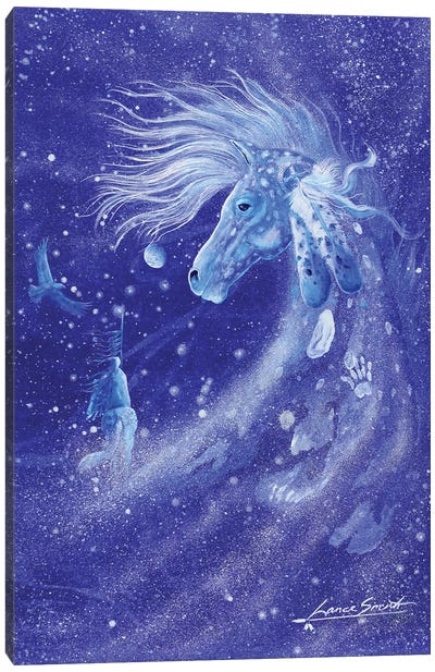 Blue Spirit Horse Canvas Art Print - Red Bird Smith Art