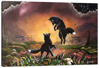 Brother Black Fox Canvas Art Print - Red Bird Smith Art