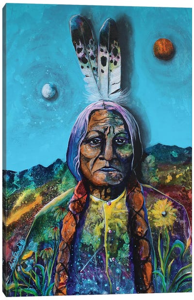 Earth Moon And Sun Canvas Art Print - Art by Native American & Indigenous Artists