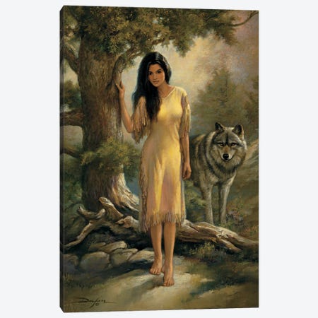 Guiding Forth-Native American And Wolf Canvas Print #RDC13} by Russ Docken Canvas Artwork