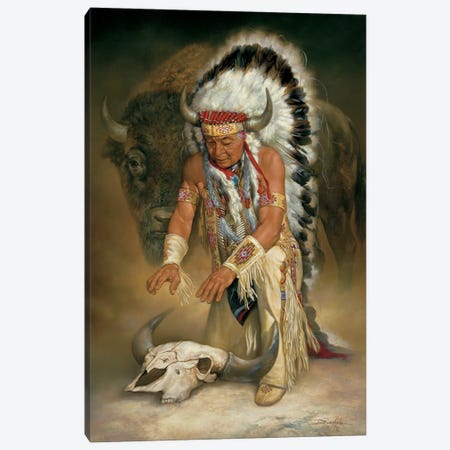 In Honor-Native American Chief Canvas Print #RDC14} by Russ Docken Art Print