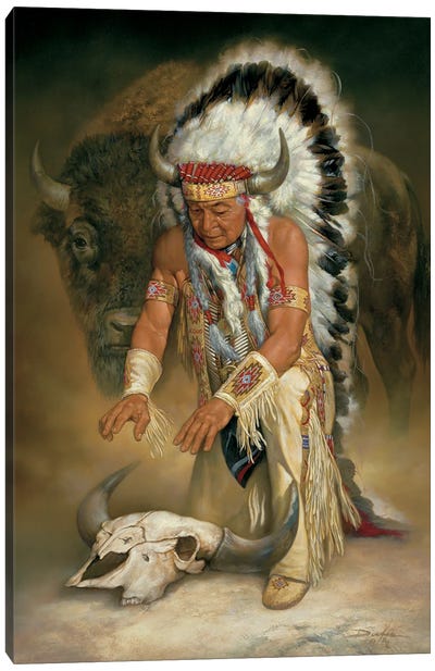 In Honor-Native American Chief Canvas Art Print - Bison & Buffalo Art