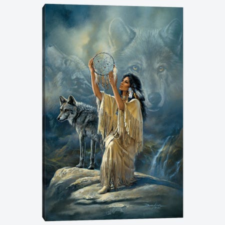 Inner Quest-Native American And Wolves Canvas Print #RDC15} by Russ Docken Canvas Print