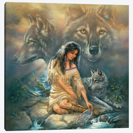 Inner Vision-Native American And Wolves Canvas Print #RDC16} by Russ Docken Art Print