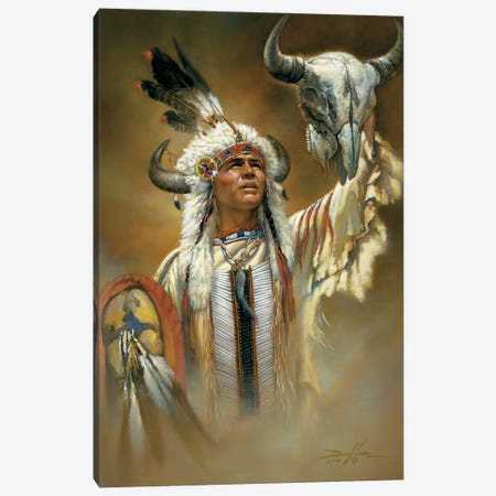 Legend Of The White Buffalo-Native American Man Canvas Print #RDC17} by Russ Docken Canvas Art Print