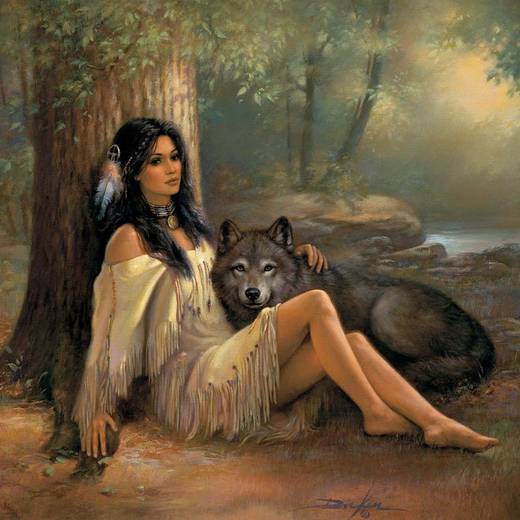 Silent Devotions-Native American And Wolf