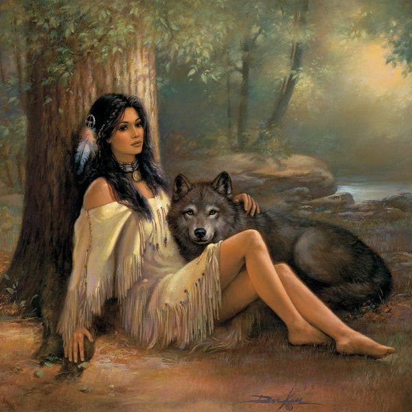 Silent Devotions-Native American And Wolf